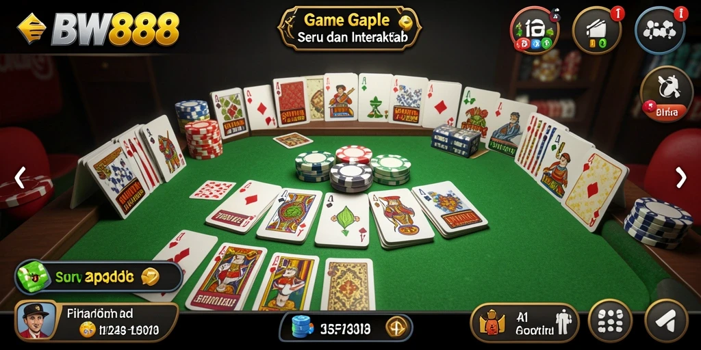 Tampilan gameplay BW888 yang menarik pada saat permainan Gaple.