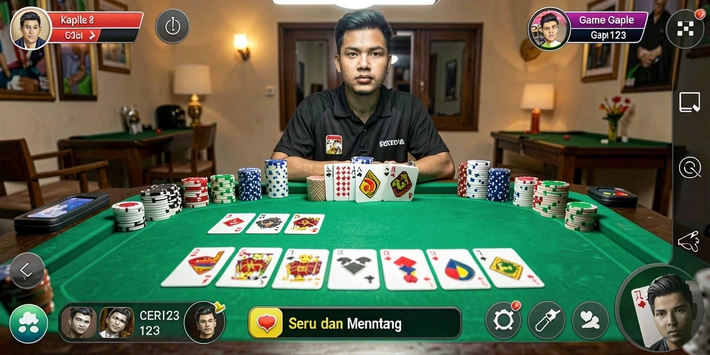 Screenshot gameplay CERI123 yang menampilkan suasana permainan Gaple.