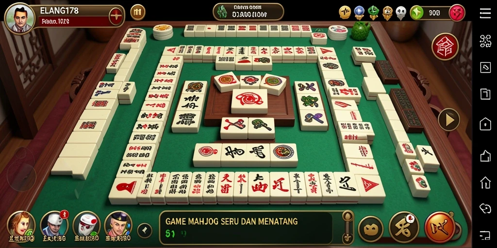 Tangkapan layar utama ELANG178 menampilkan gameplay Mahjong yang seru.