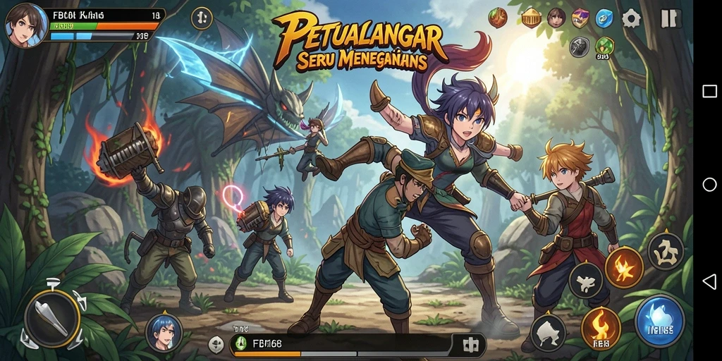Tampilan gameplay FB168 dengan aksi karakter anime yang menarik.