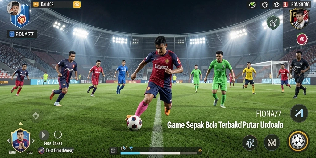 Tampilan gameplay seru dari FIONA77 di lapangan sepak bola.