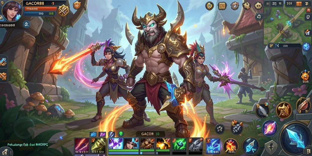Screenshot gameplay GACOR88 menampilkan karakter bertarung di dungeon yang menegangkan.