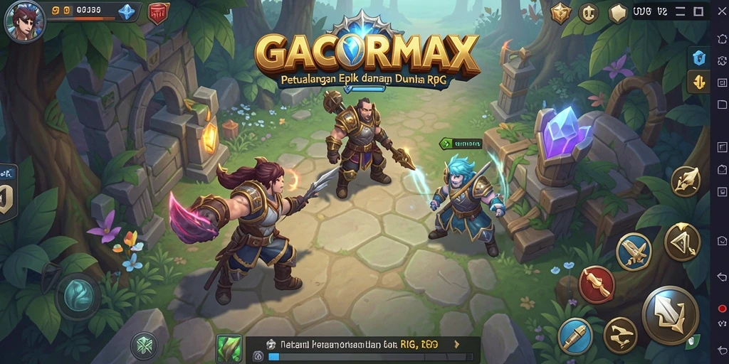Gameplay seru GACORMAX dengan pertarungan epik dan eksplorasi mendalam.