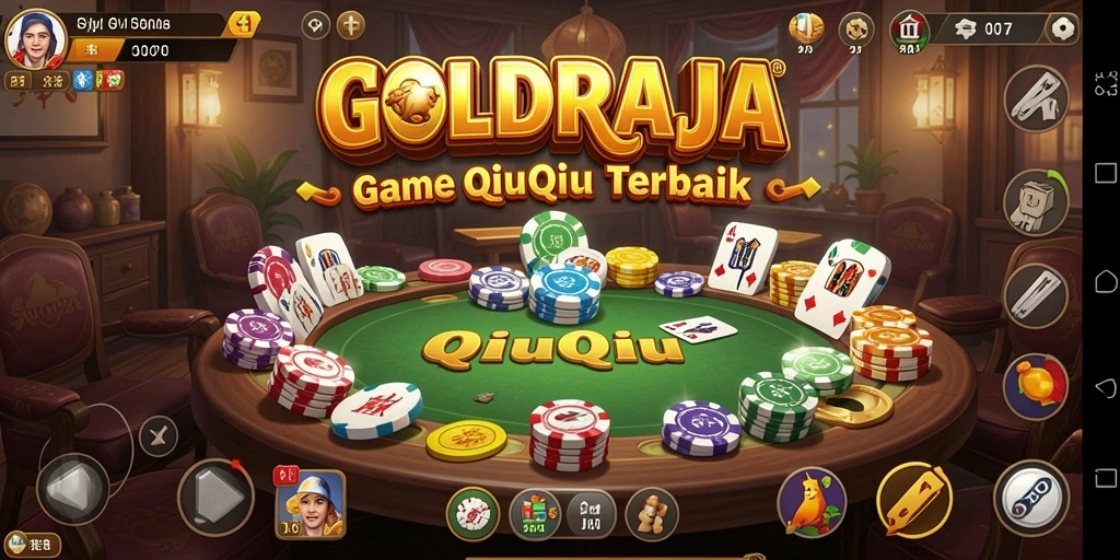 Screenshot menunjukkan tampilan seru gameplay QiuQiu di GOLDRAJA.