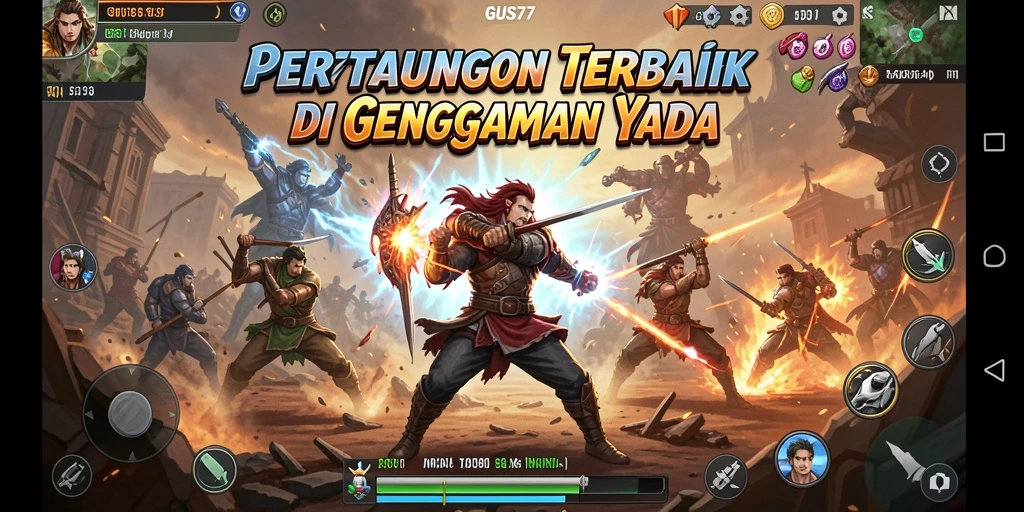 Gameplay seru dengan karakter bertarung di arena.