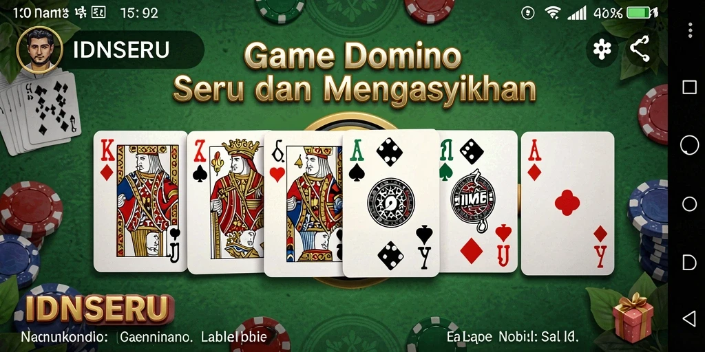 Tampilan gameplay seru IDNSERU dengan kartu Domino.