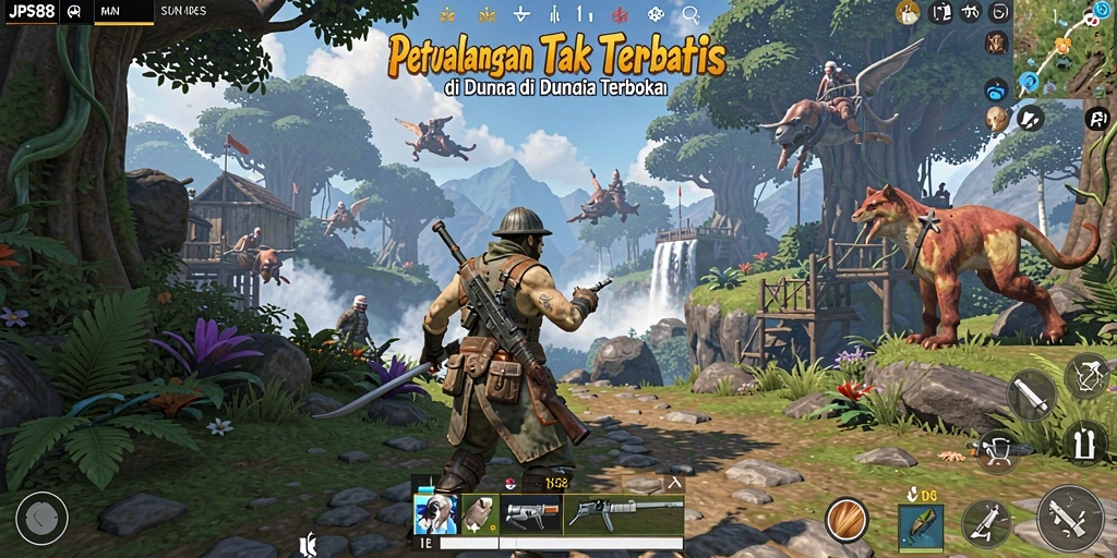 Screenshot gameplay JPS88 menunjukkan petualangan epic di dunia terbuka.