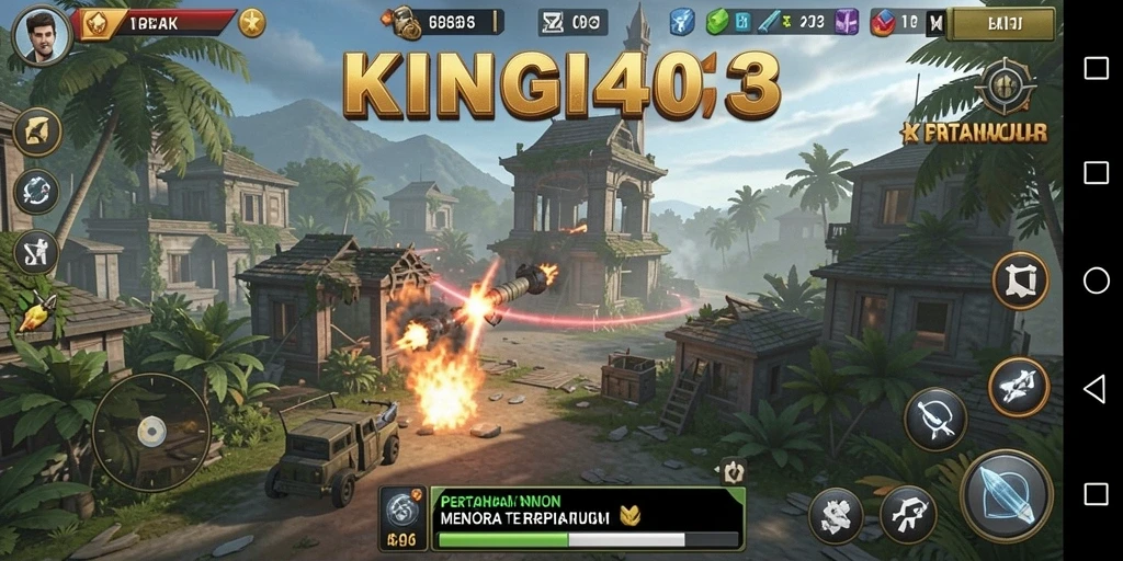 Tampilan menarik dari KING403 dengan pertahanan menara yang strategis.