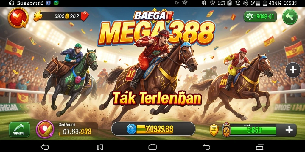 Tampilan gameplay intens dari balapan seru di MEGA388.