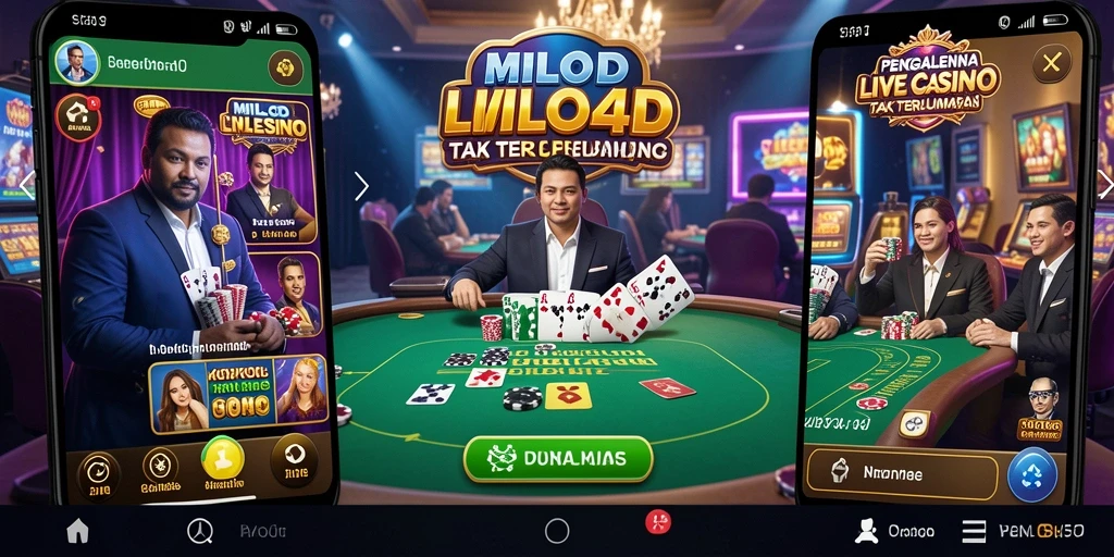 Screenshot gameplay MILO4D dengan dealer langsung di meja kasino.
