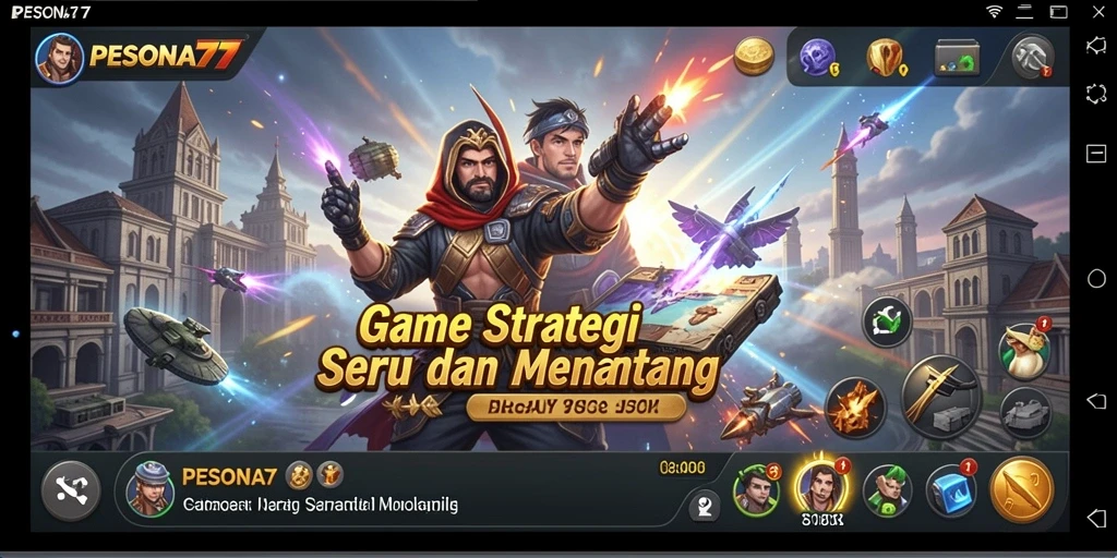 Screenshot utama PESONA77 dengan tampilan gameplay strategi yang mendebarkan.