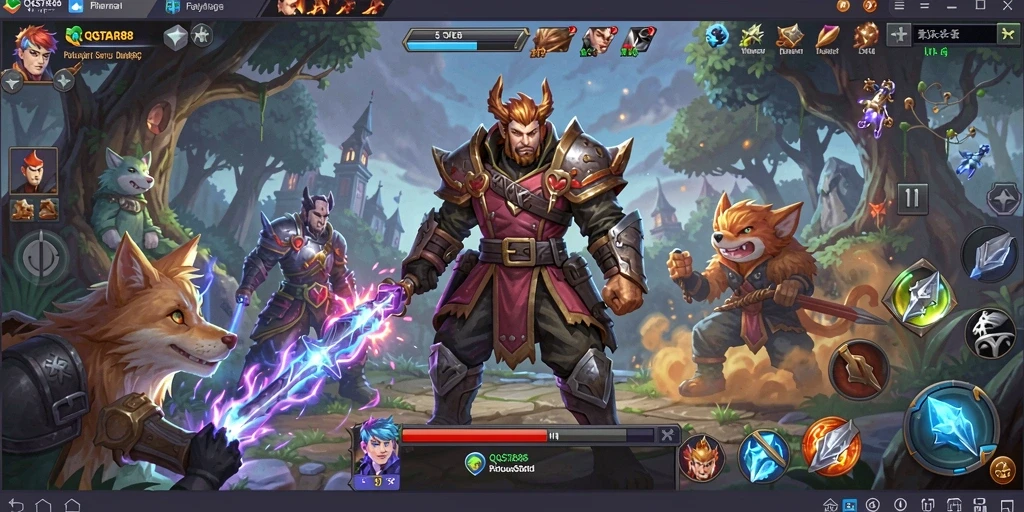Tangkapan layar gameplay <strong>QQSTAR88</strong> menampilkan pertarungan seru dalam dunia ARPG.