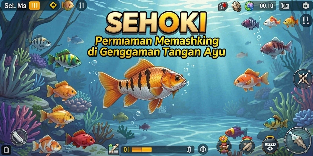 Screenshot gameplay SEHOKI menampilkan pengalaman memancing yang mendebarkan.