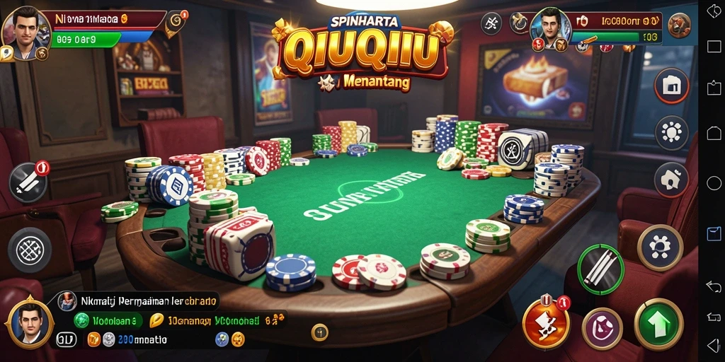 Tampilan gameplay QiuQiu yang seru dan kompetitif di SPINHARTA.