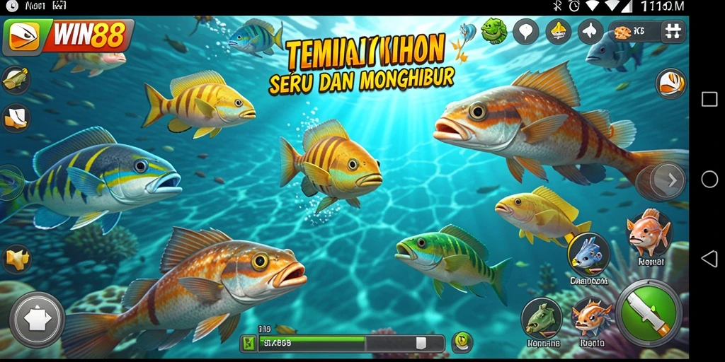 Screenshot gameplay WIN88 menampilkan aksi seru dalam menangkap ikan.
